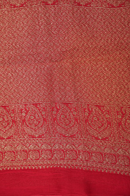 Tussar Banarasi Raw Silk Saree – Regal Red with Gold Mango Buttis