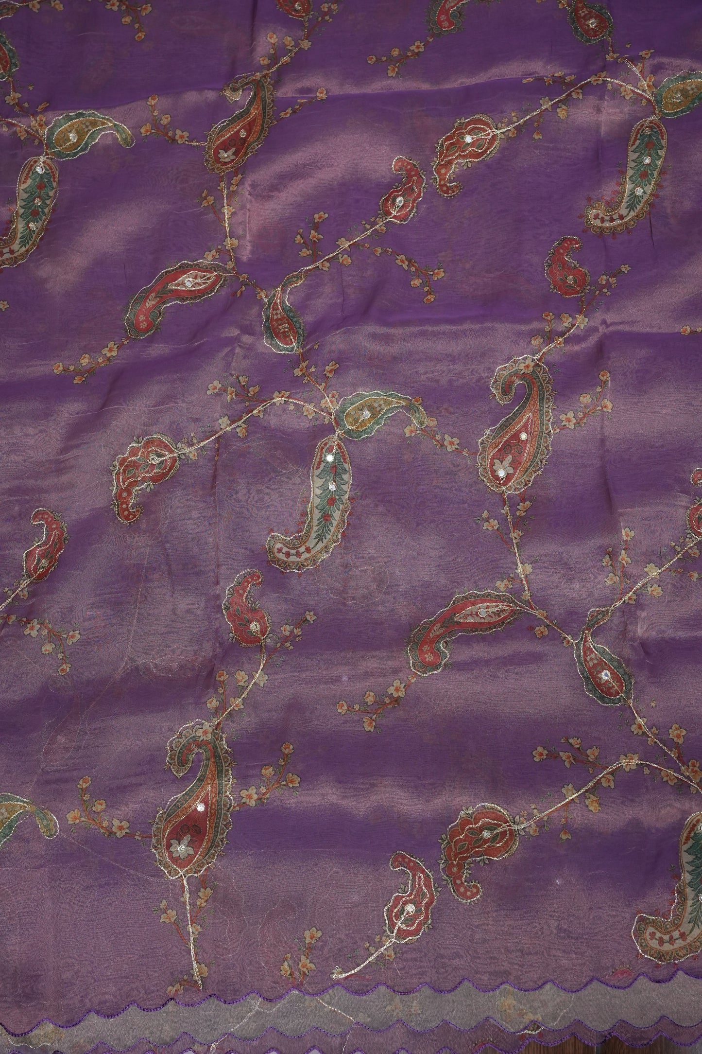 Lavender Glass Tissue Organza Designer Party Wear Saree