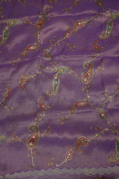 Lavender Glass Tissue Organza Designer Party Wear Saree
