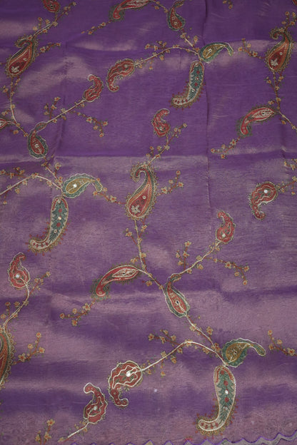 Lavender Glass Tissue Organza Designer Party Wear Saree