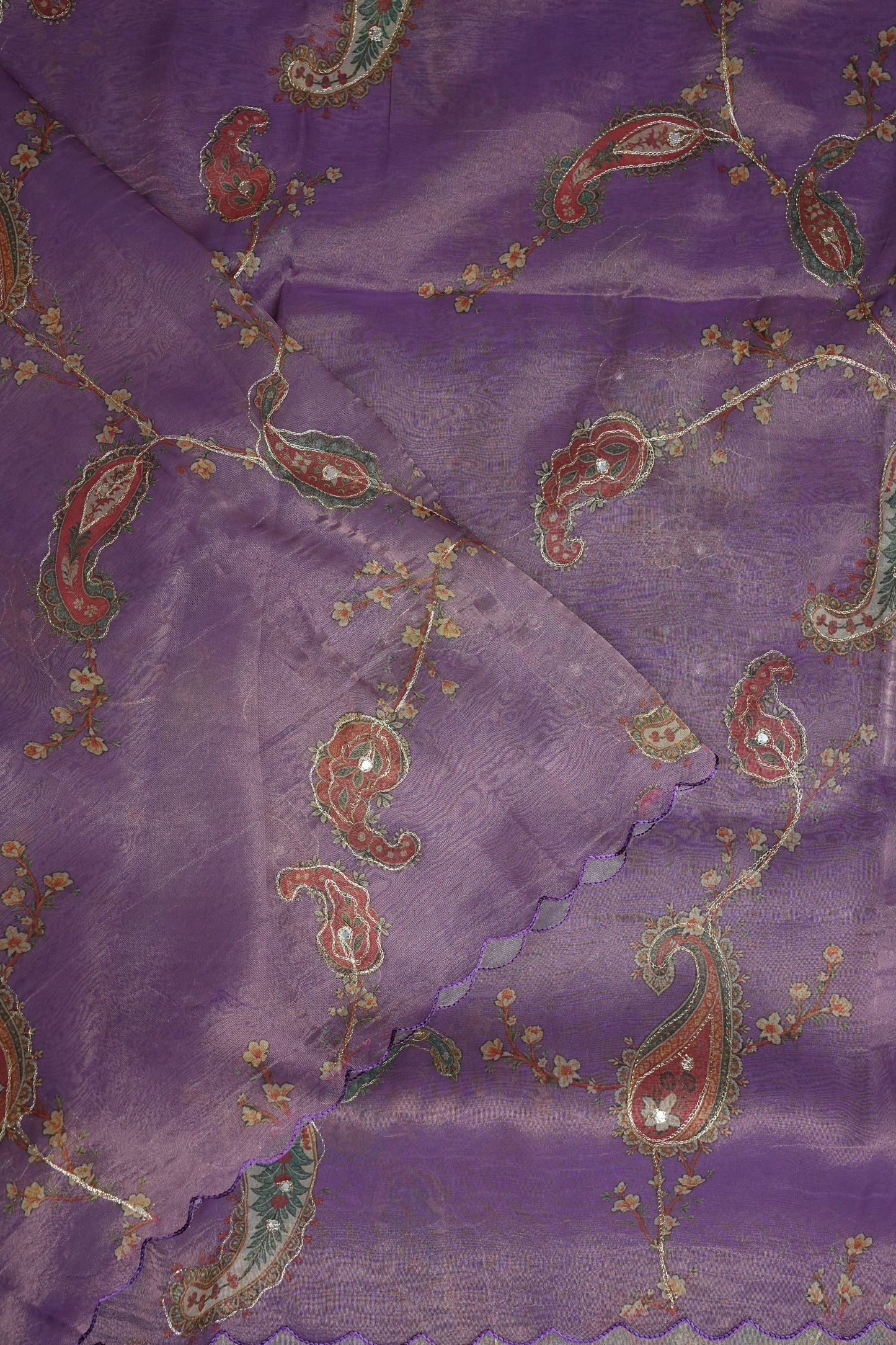Lavender Glass Tissue Organza Designer Party Wear Saree