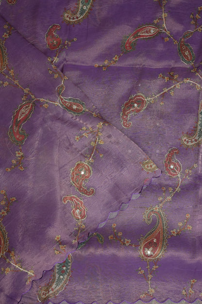 Lavender Glass Tissue Organza Designer Party Wear Saree