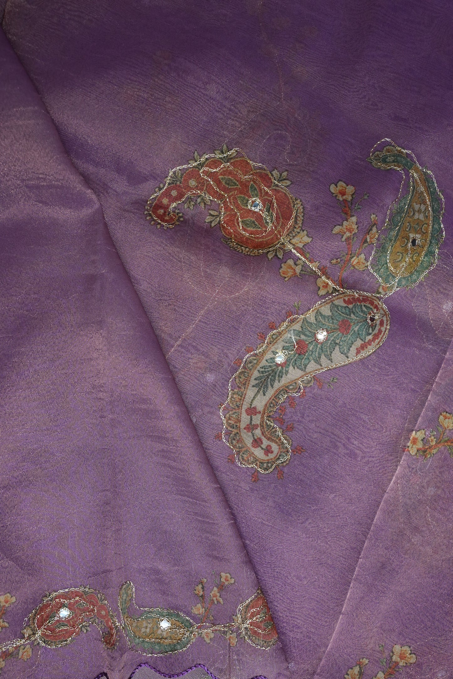 Lavender Glass Tissue Organza Designer Party Wear Saree