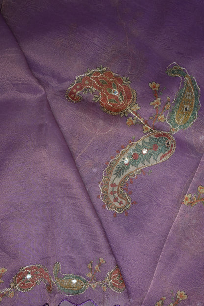 Lavender Glass Tissue Organza Designer Party Wear Saree