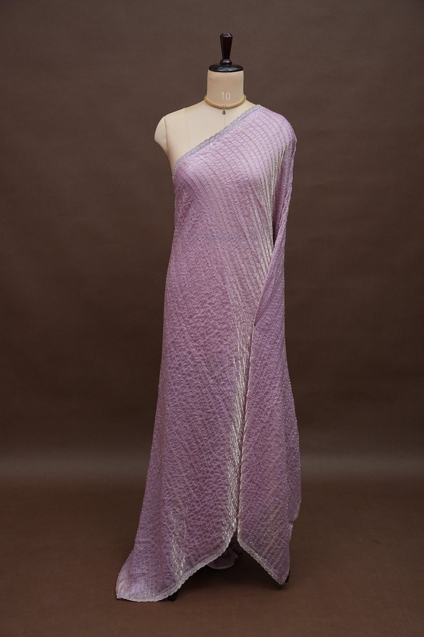 Beaded Party Wear Saree in Dusty Pink with Sequin Embellishments