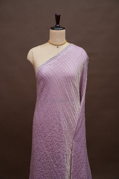 Beaded Party Wear Saree in Dusty Pink with Sequin Embellishments