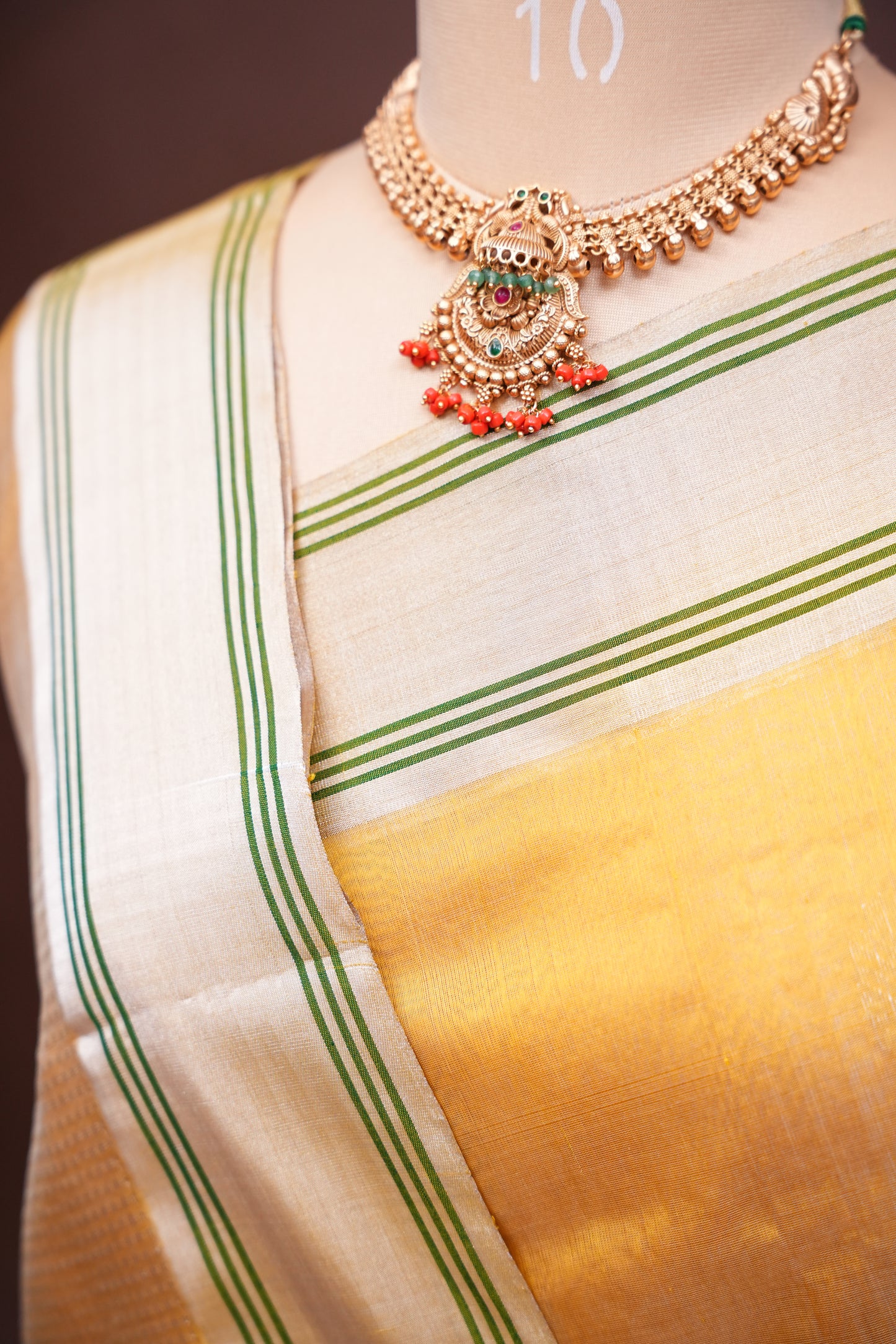 Pure Chanderi Silk Saree with Zari Buttas & Tissue Border - Mustard Yellow