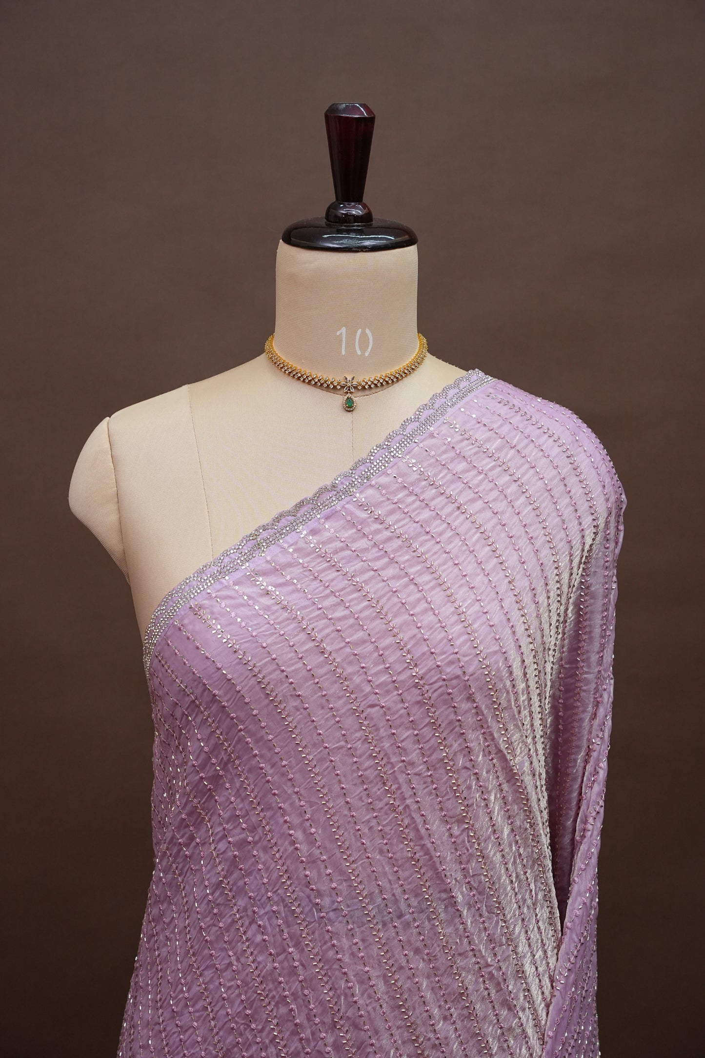 Beaded Party Wear Saree in Dusty Pink with Sequin Embellishments