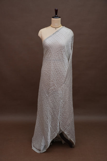 Beaded Party Wear Saree in Ivory with Delicate Sequin Embellishments