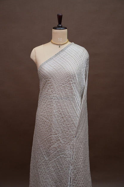 Beaded Party Wear Saree in Ivory with Delicate Sequin Embellishments