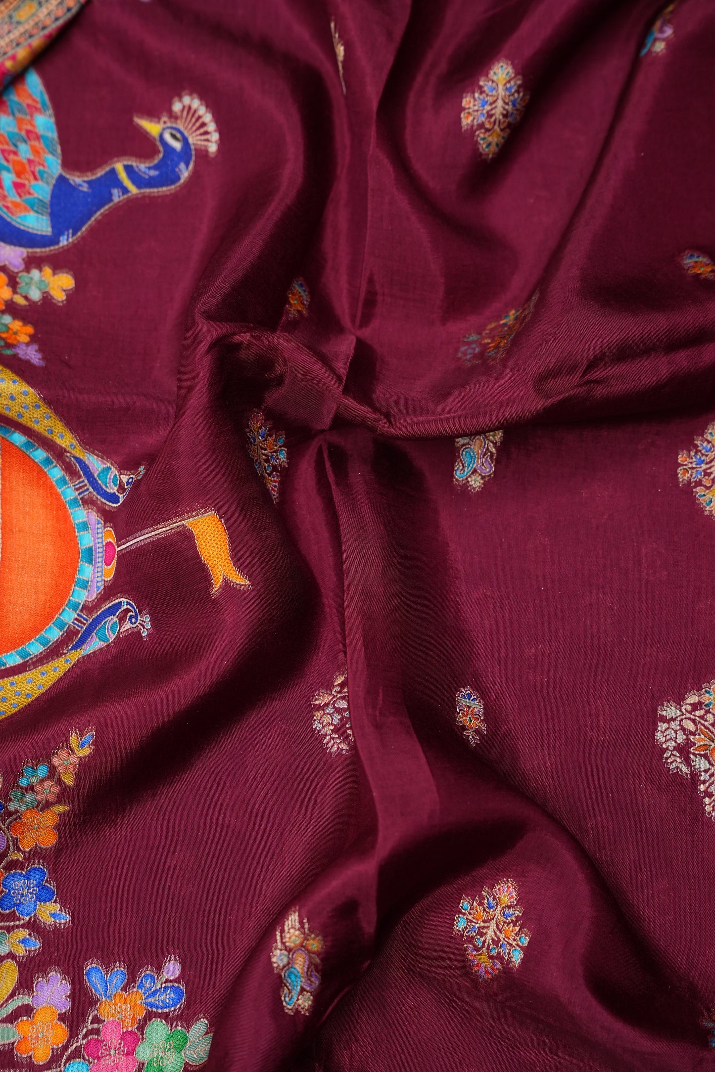 Kashmiri Pashmina Story Telling Saree - Maroon