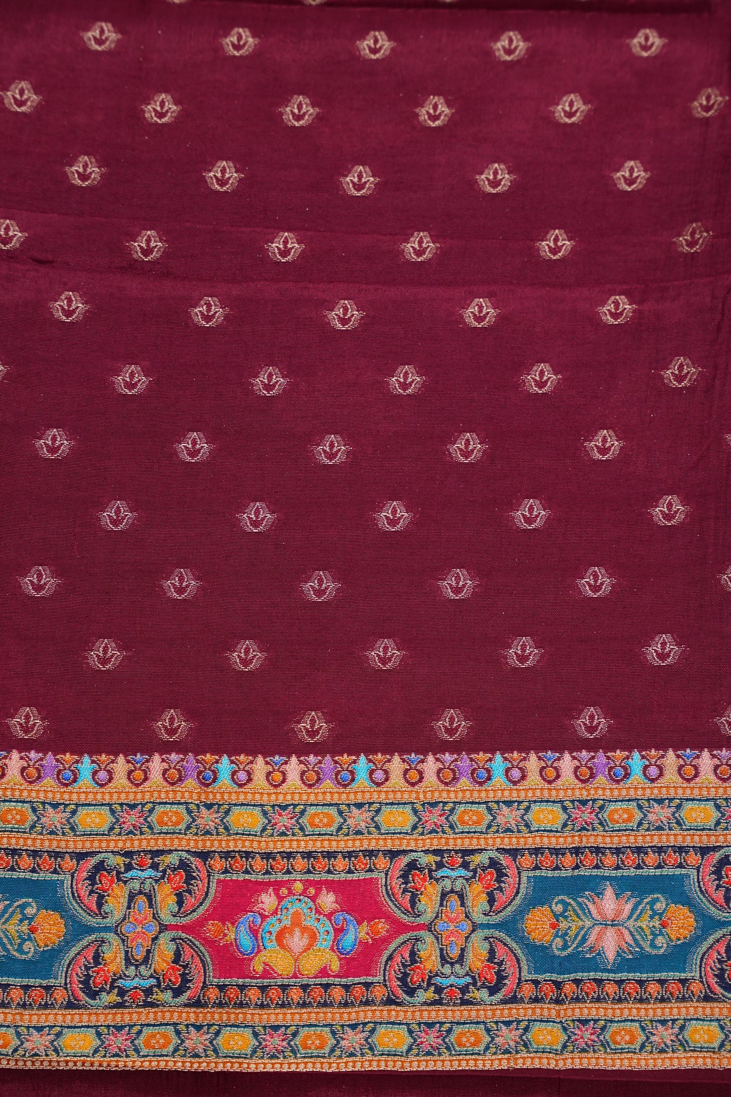 Kashmiri Pashmina Story Telling Saree - Maroon