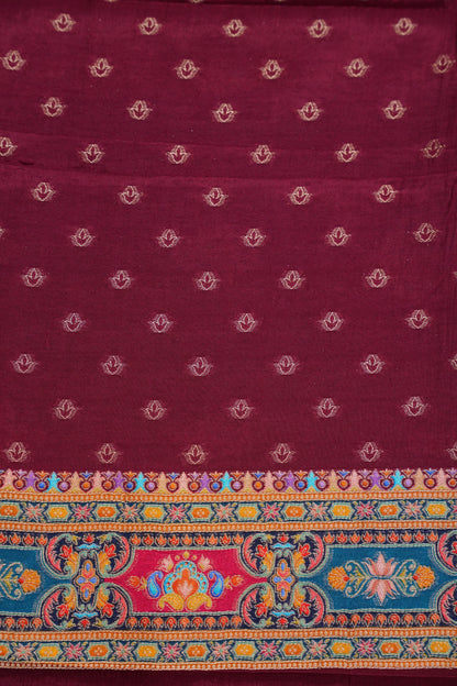 Kashmiri Pashmina Story Telling Saree - Maroon