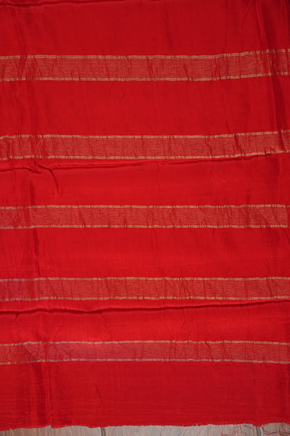 Crepe Silk Saree with Embroidered Border - Red