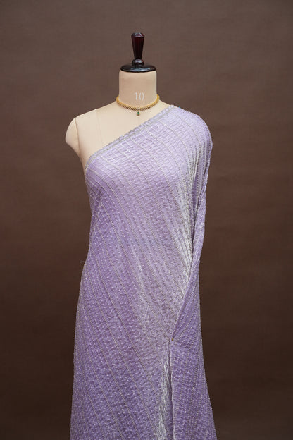 Beaded Party Wear Saree in Lavender with Delicate Sequin Embellishments