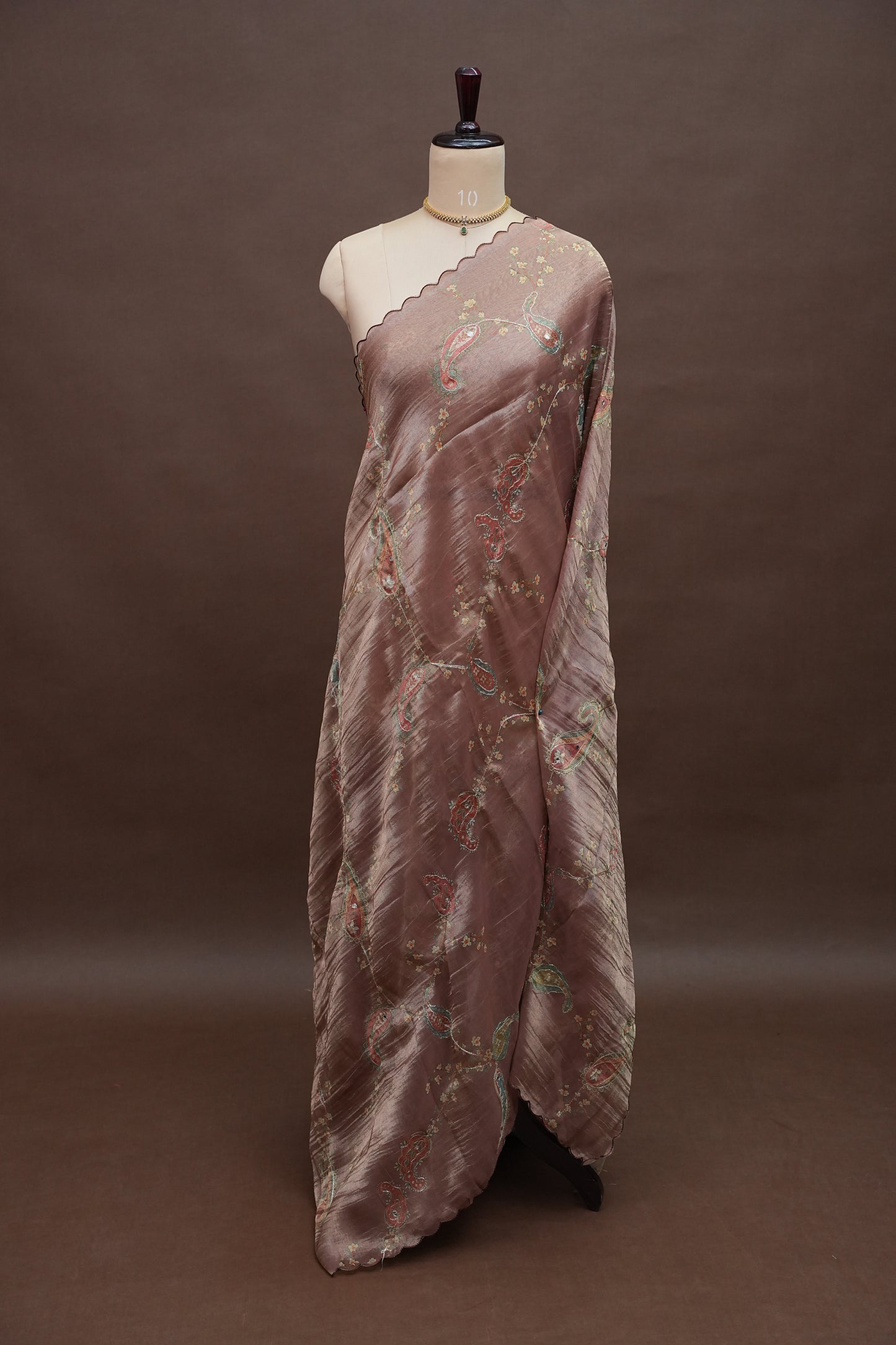 Dusty Rose Glass Tissue Organza Designer Party Wear Saree