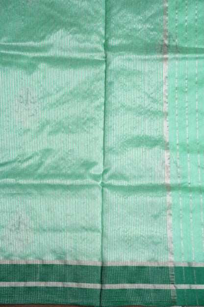 Pure Chanderi Silk Saree with Zari Buttas & Tissue Border - Mint Green