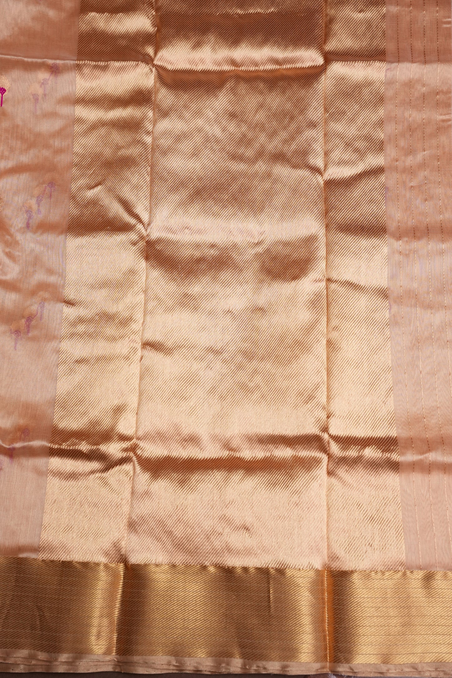 Pure Chanderi Silk Saree with Zari Buttas & Tissue Border - Cream