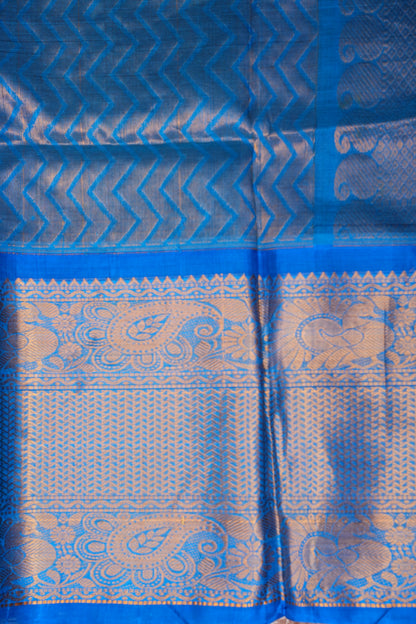 Pure Kuppadam Saree - Wine with Copper Sulphate Blue