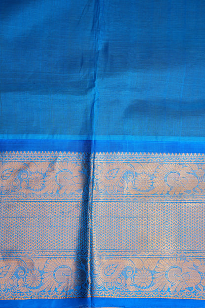 Pure Kuppadam Saree - Wine with Copper Sulphate Blue