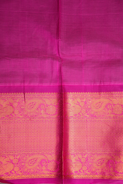 Pure Kuppadam Saree - Teal Green with Pink