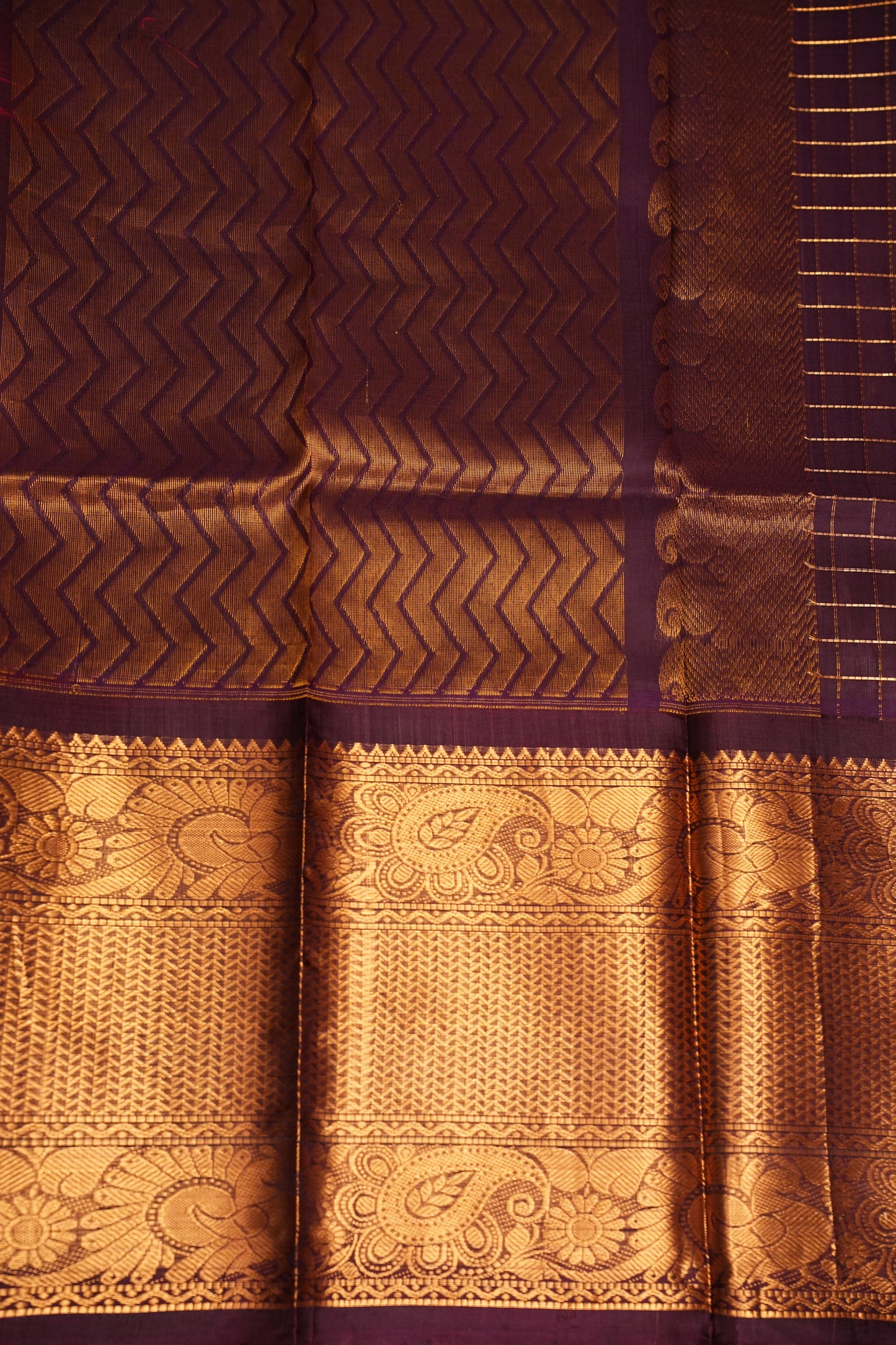Pure Kuppadam Saree - Red with Chocolate Brown