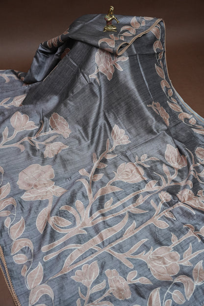 Semi Raw Silk - Silver Grey