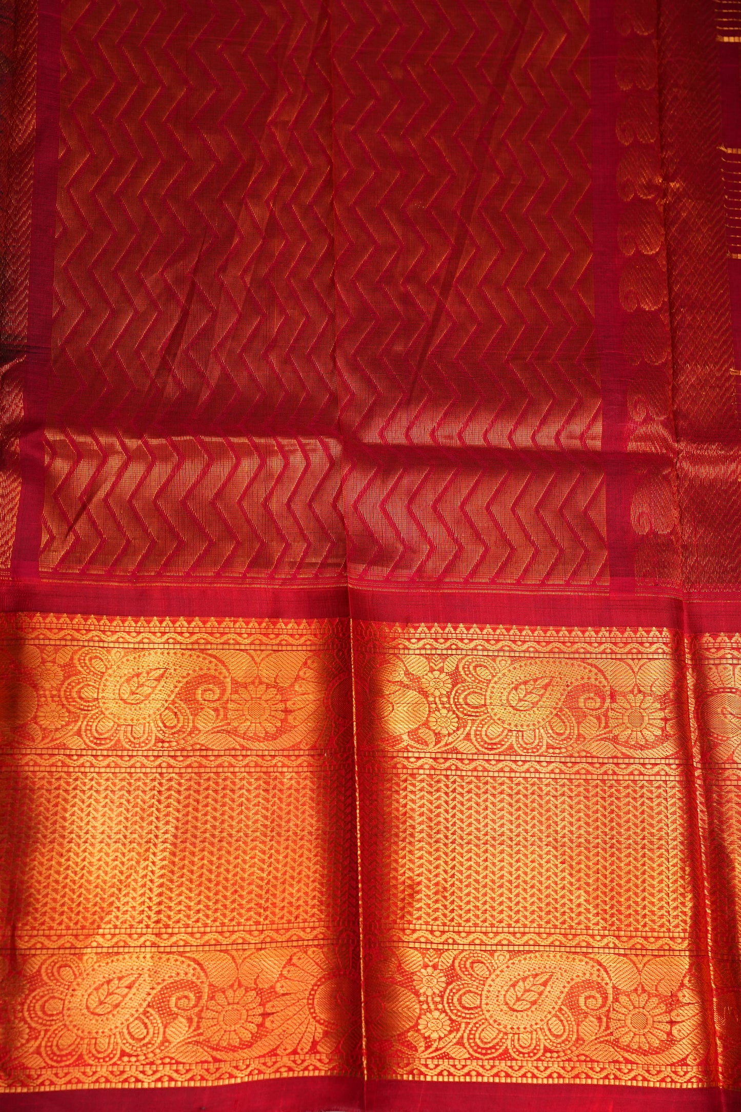Pure Kuppadam Saree - Deep Blue with Red