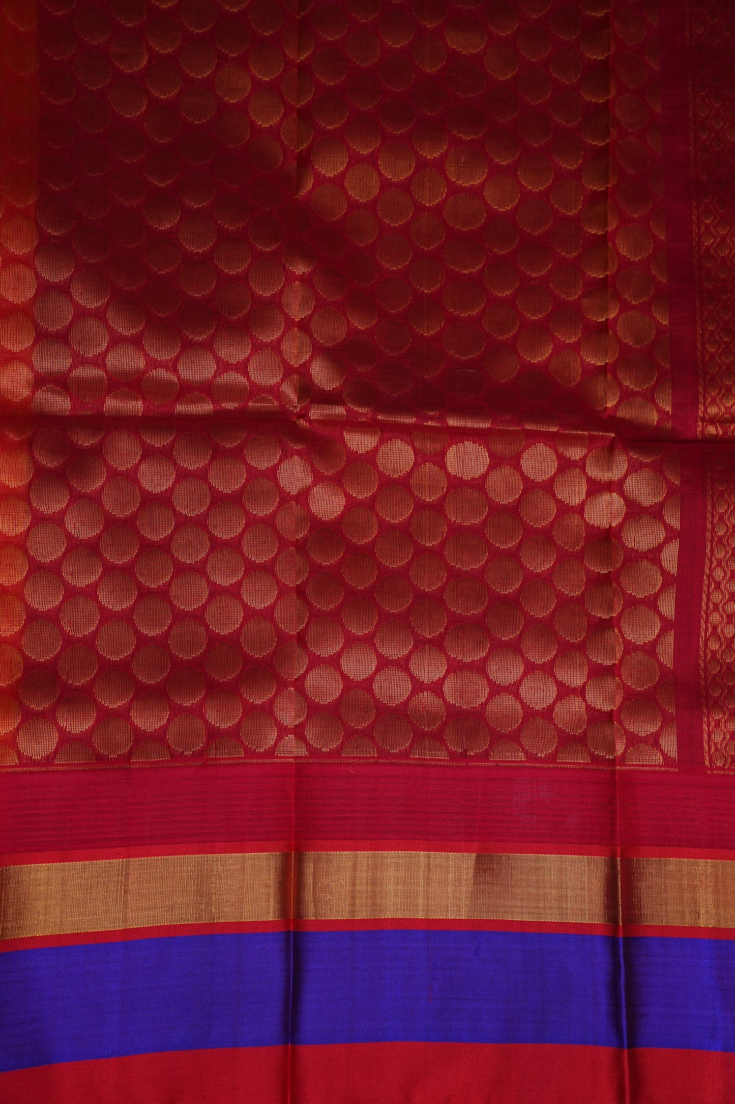 Pure Kuppadam Korvai Pattu Saree-Yellow & Red