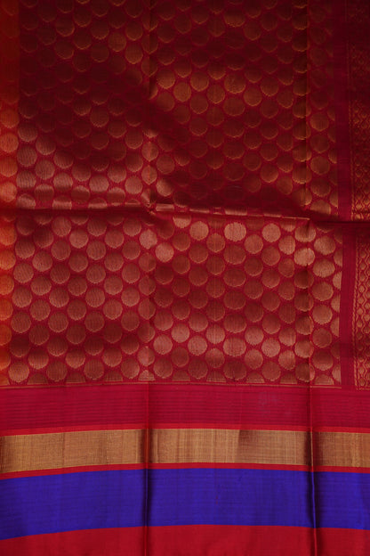 Pure Kuppadam Korvai Pattu Saree-Yellow & Red