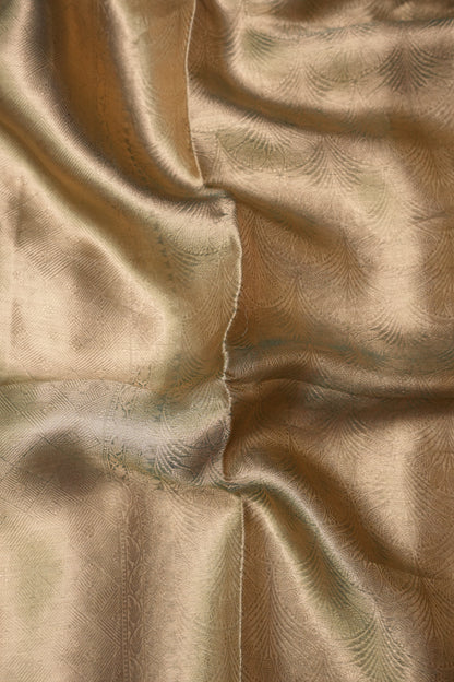 Pure Organza Tissue Banarasi Silk Saree – Antique Gold with Aqua Blue Border | Silk Mark Certified