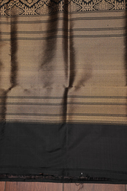 Pure Handloom Silk Katan Banaras Saree-Black|Silk Mark Certified