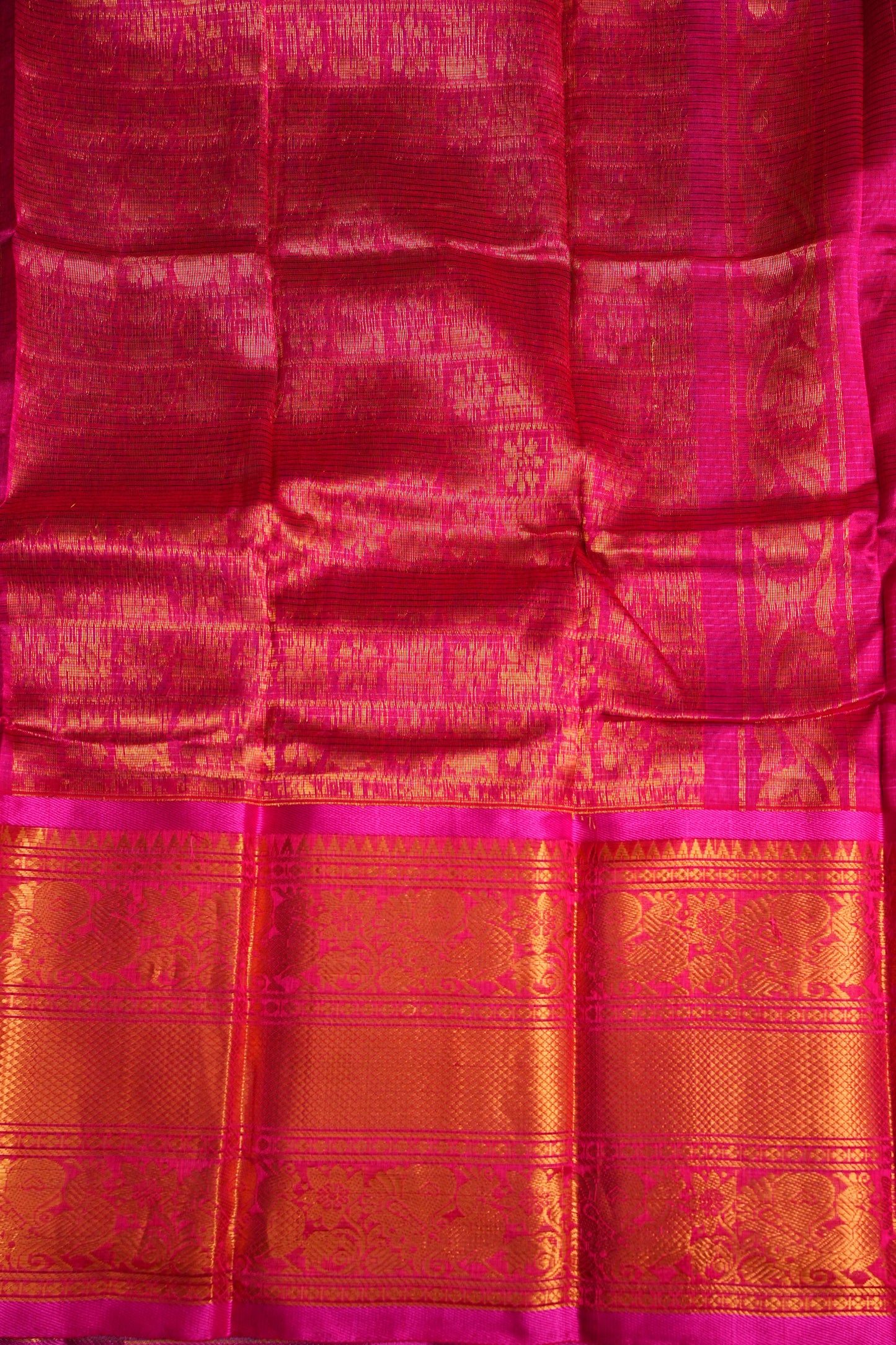 Mangalgiri Kuppadam Pattu Saree - Lavender & Pink