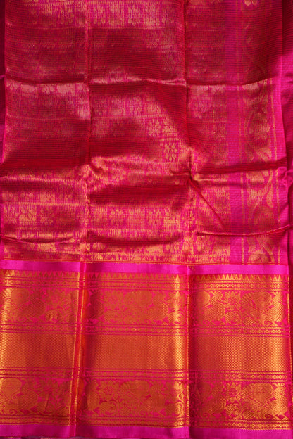 Mangalgiri Kuppadam Pattu Saree - Lavender & Pink