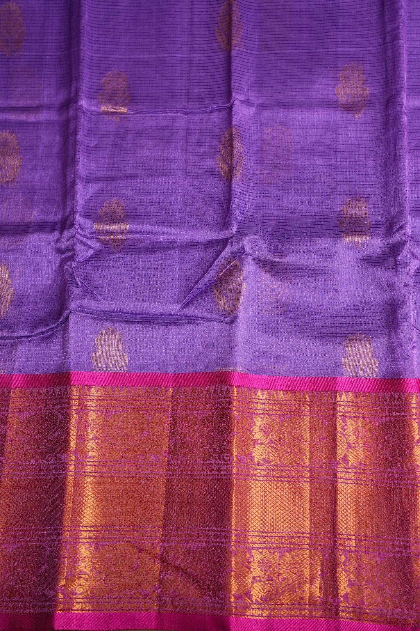 Mangalgiri Kuppadam Pattu Saree - Lavender & Pink