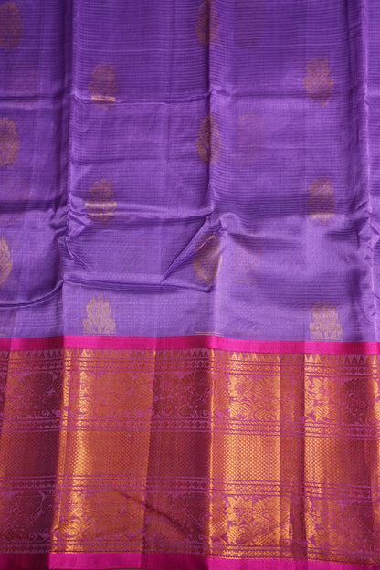 Mangalgiri Kuppadam Pattu Saree - Lavender & Pink