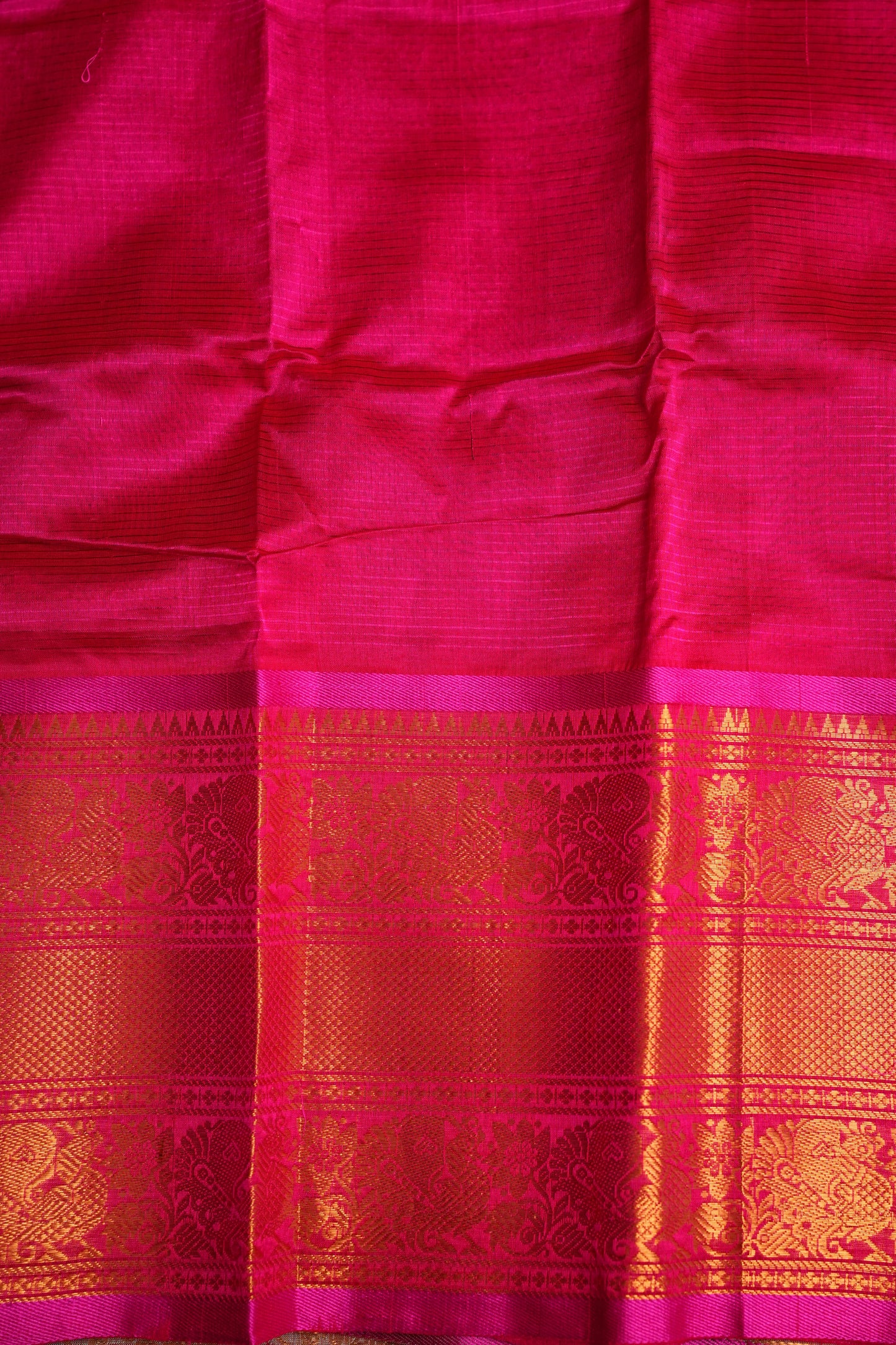 Mangalgiri Kuppadam Pattu Saree - Pistachio & Pink