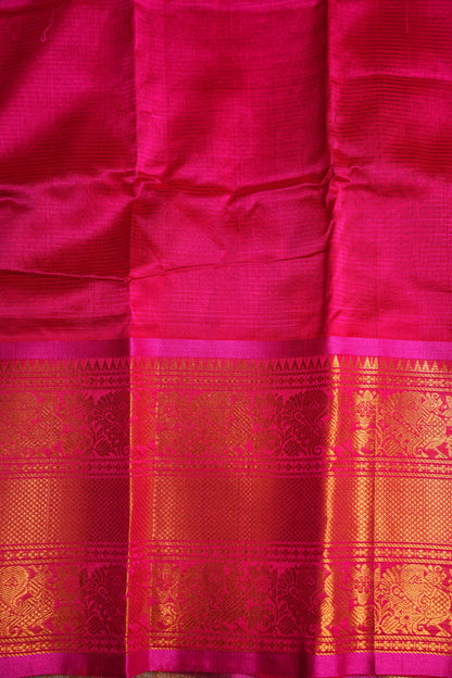Mangalgiri Kuppadam Pattu Saree - Pistachio & Pink
