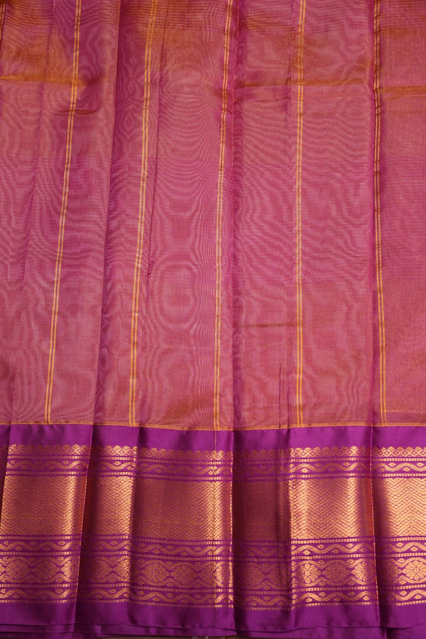 Tissue Mangalgiri Kuppadam Pattu Saree - Ivory & Pink