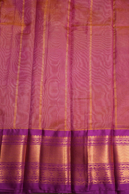 Tissue Mangalgiri Kuppadam Pattu Saree - Ivory & Pink
