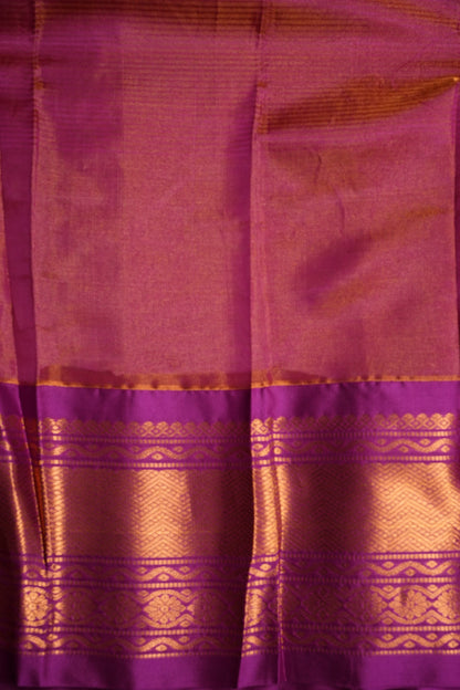 Tissue Mangalgiri Kuppadam Pattu Saree - Ivory & Pink
