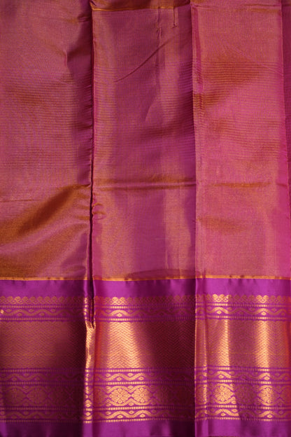 Tissue Mangalgiri Kuppadam Pattu Saree - Navy Blue & Pink