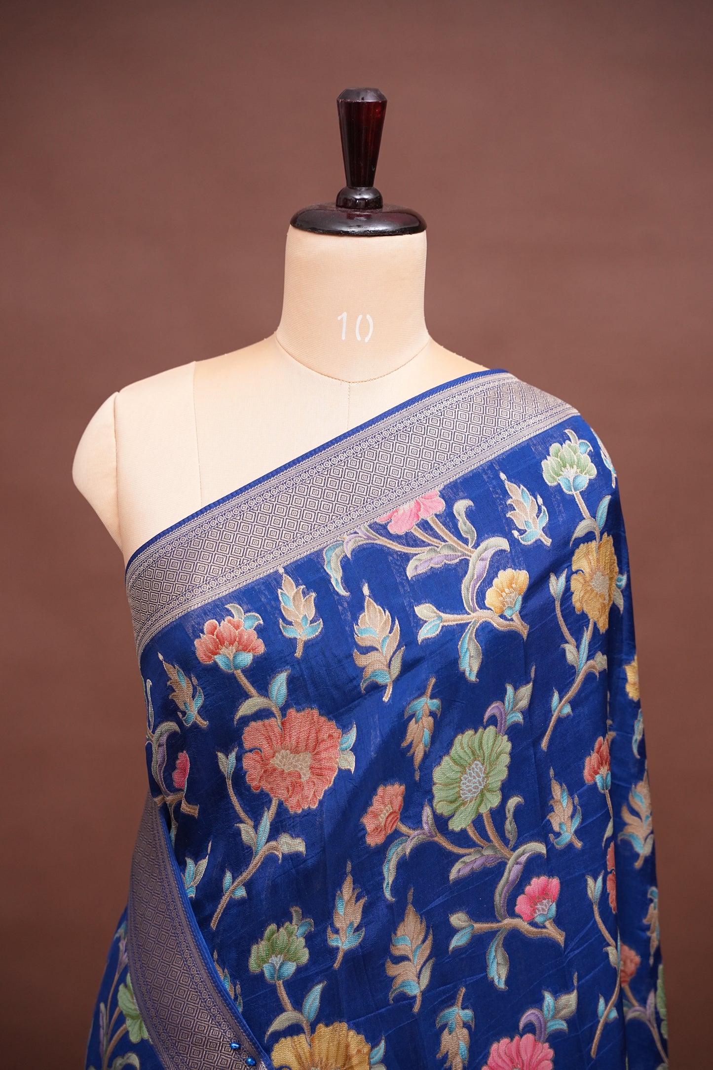 Tussar Banarasi Raw Silk Saree with Floral Paithani Weaves – Peacock Blue