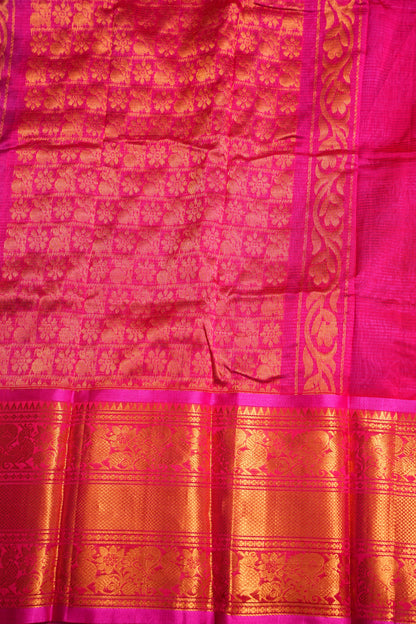 Mangalgiri Kuppadam Pattu Saree - Lavender & Pink