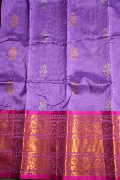 Mangalgiri Kuppadam Pattu Saree - Lavender & Pink