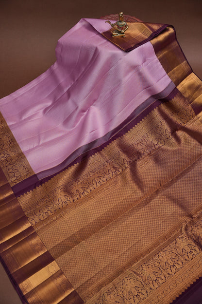 Lavender & Deep Violet Pure Kanchipuram Silk Saree | Silk Mark Certified