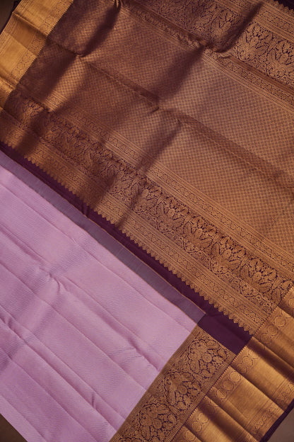 Lavender & Deep Violet Pure Kanchipuram Silk Saree | Silk Mark Certified