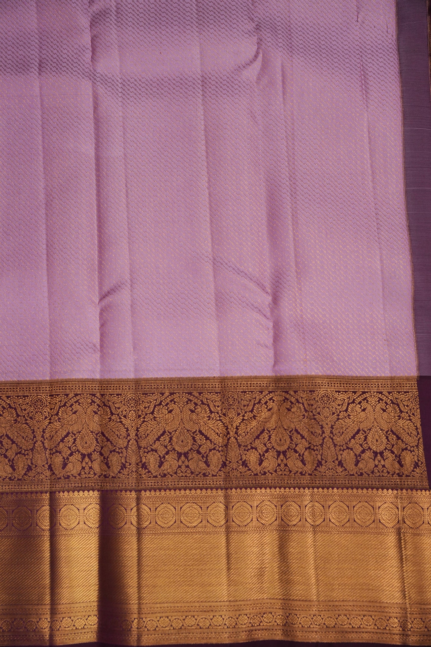Lavender & Deep Violet Pure Kanchipuram Silk Saree | Silk Mark Certified