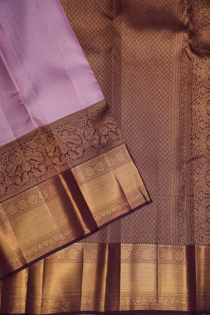 Lavender & Deep Violet Pure Kanchipuram Silk Saree | Silk Mark Certified