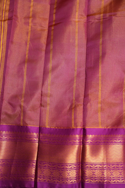 Tissue Mangalgiri Kuppadam Pattu Saree - Parrot Green and Pink